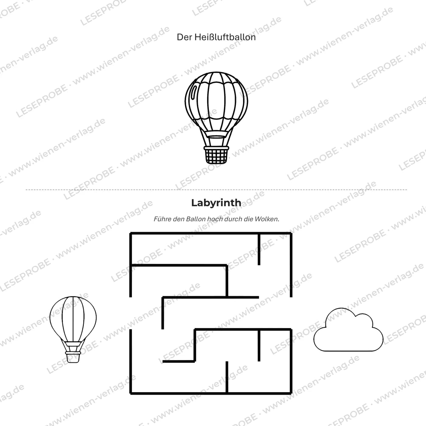 Aufgabenseite (Labyrinth) aus „Mein großes Flugzeuge- und Schiffe-Malbuch ab 3 Jahren“